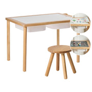 Set tavolo + sgabello Montessori per bambini in legno di pino marrone chiaro per cameretta bambini con funzione di disegno Aggiungi carta Scandi