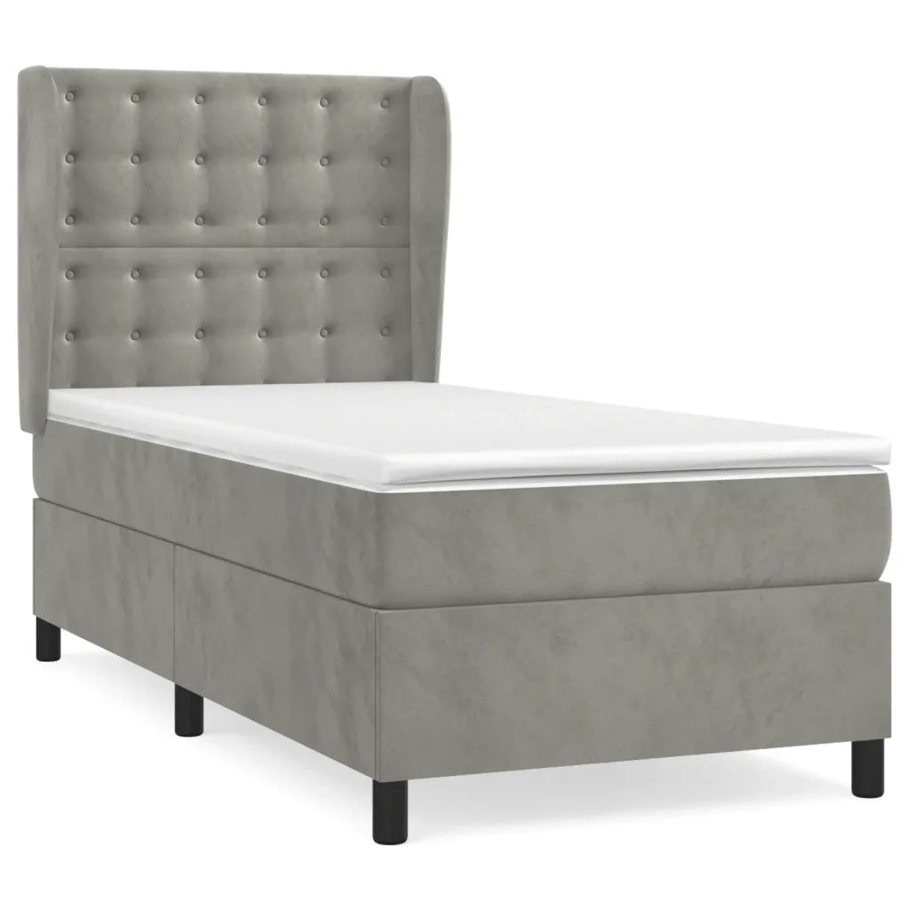 Giroletto a Molle con Materasso Grigio Chiaro 100x200cm Velluto 3129435