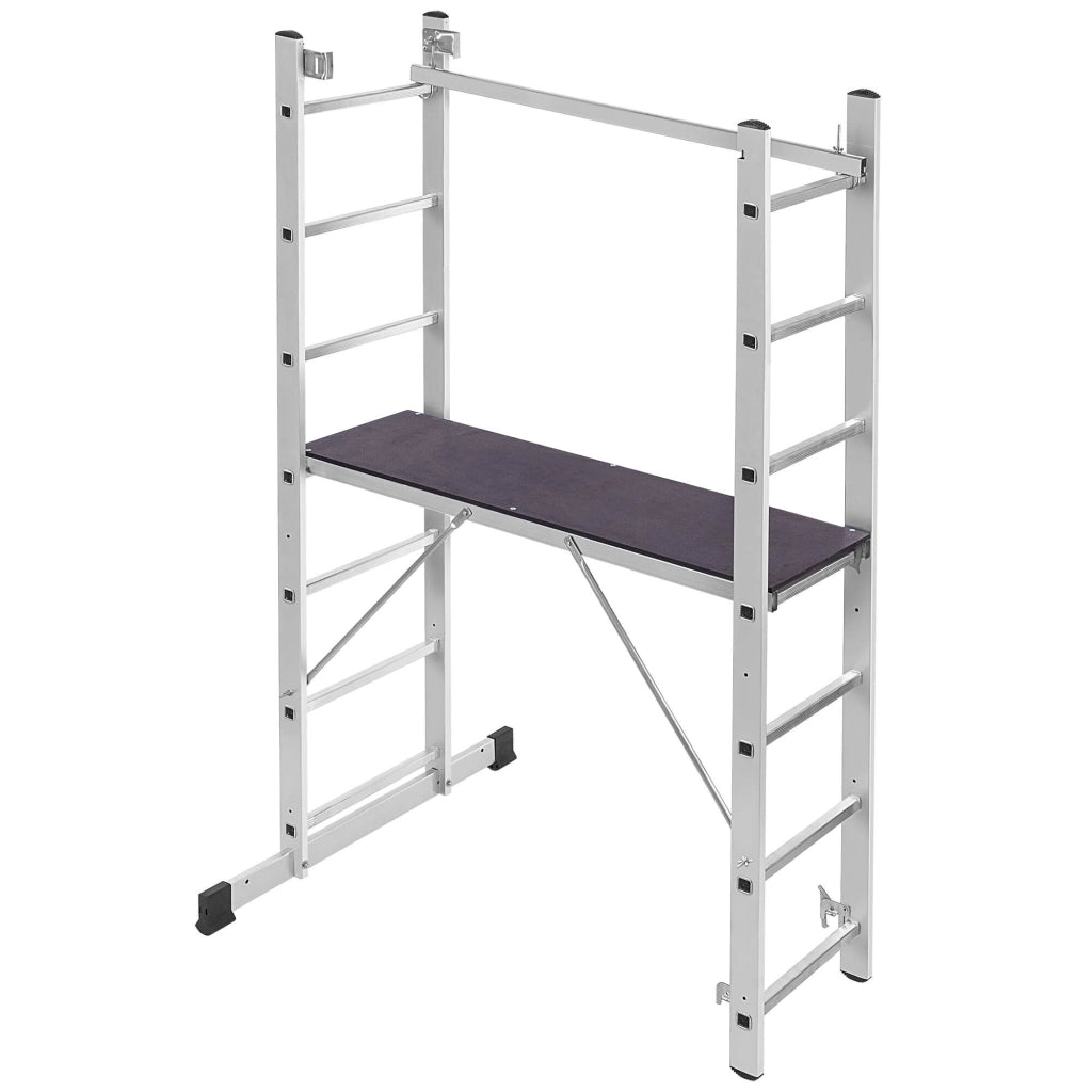 KADAX Mini Ponteggio in Alluminio 2x7 Gradini Piattaforma di Lavoro Pieghevole Scala 3 in 1