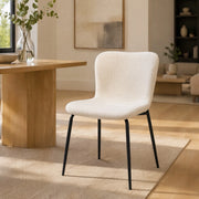SEDIA Schienale alto rotondo Set da 2 pezzi Tessuto Bianco Metallo