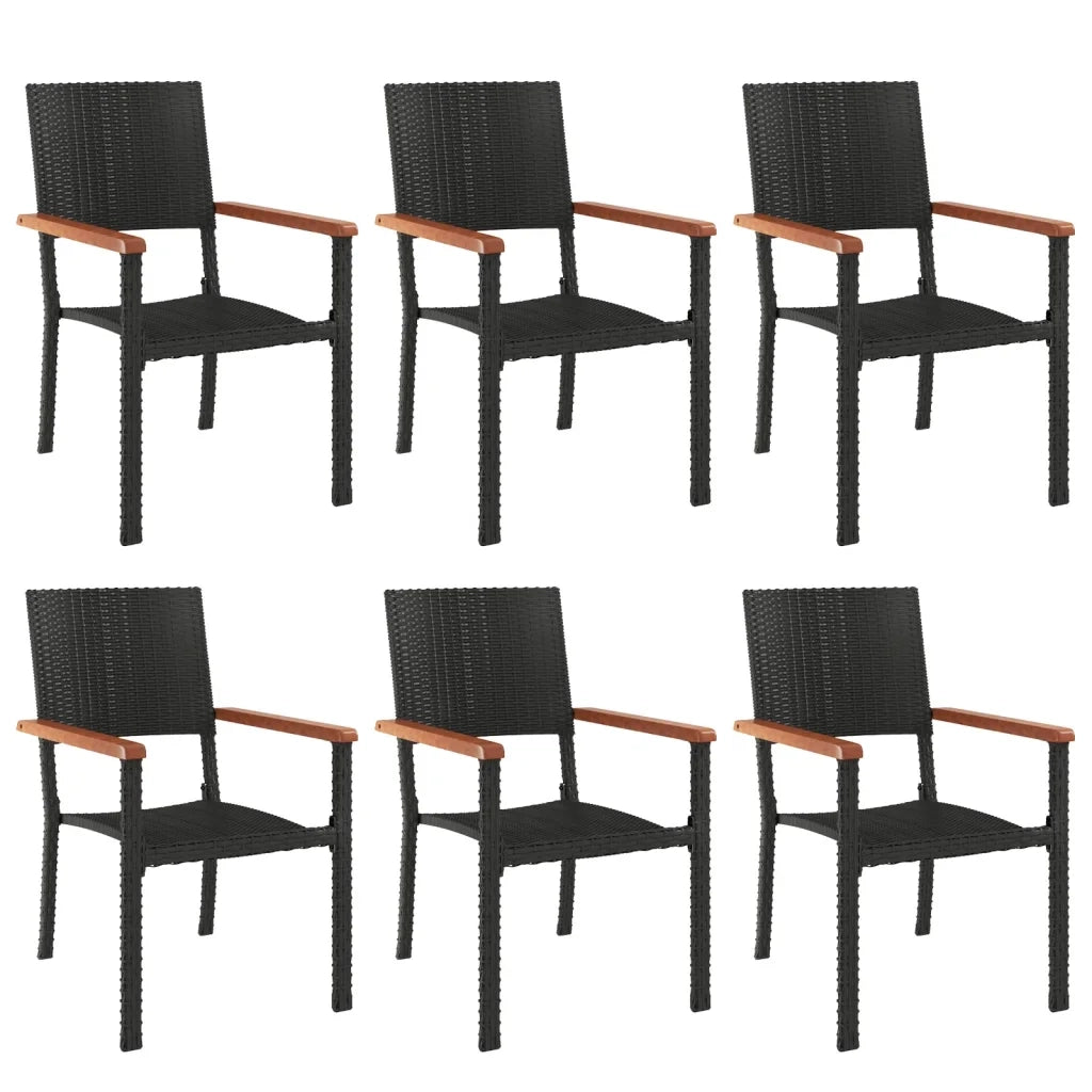 Set da Pranzo da Giardino 7 pz Nero in Polyrattan cod mxl 35787