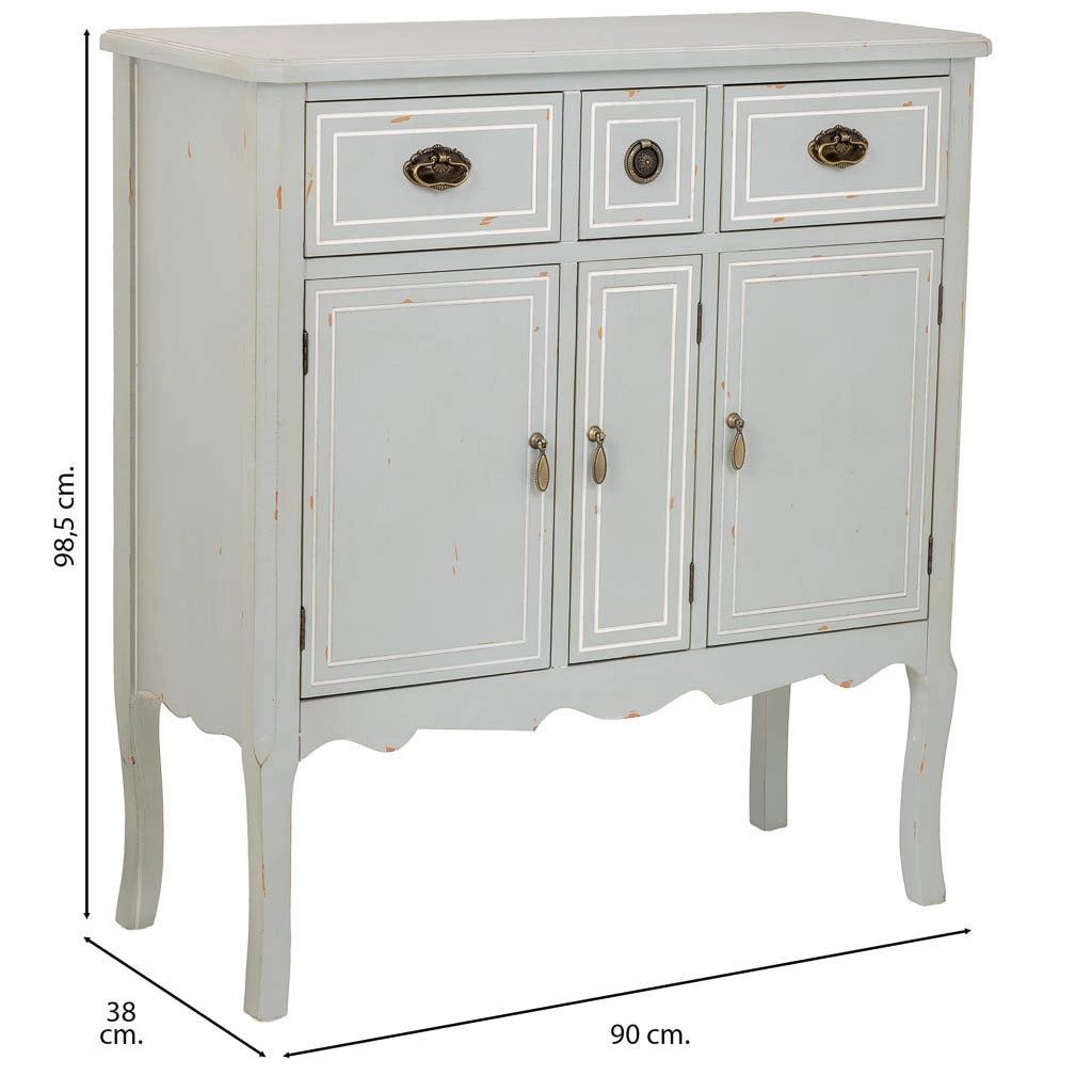 Credenza in legno con 3 cassetti e 3 ante 90x38x98,5
