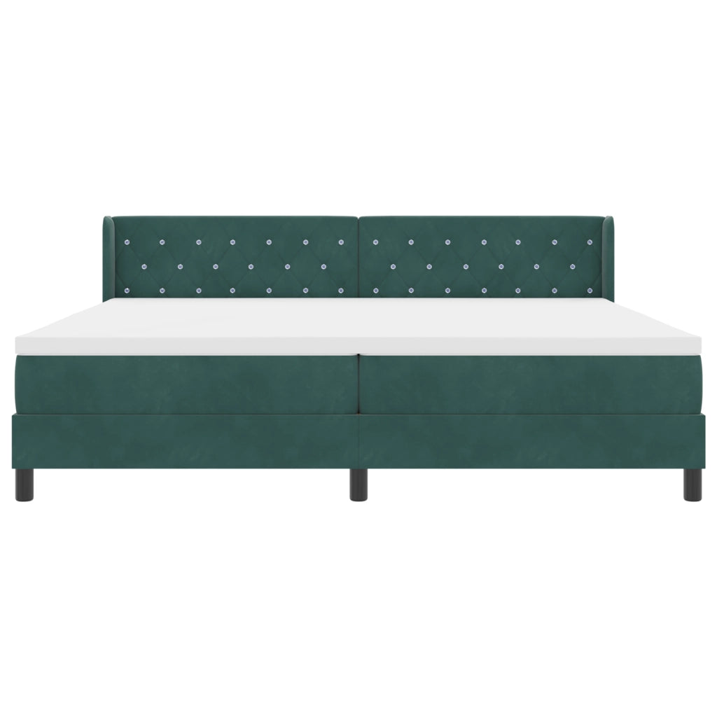 Letto a Box con Materasso Verde Scuro 200x200 cm Velluto