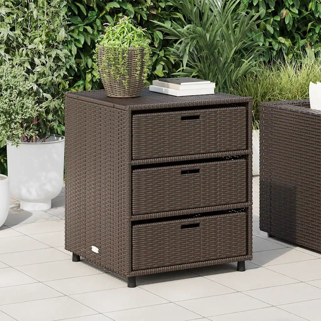 Armadietto Portaoggetti Giardino Marrone 55x59x69cm Polyrattan 365556