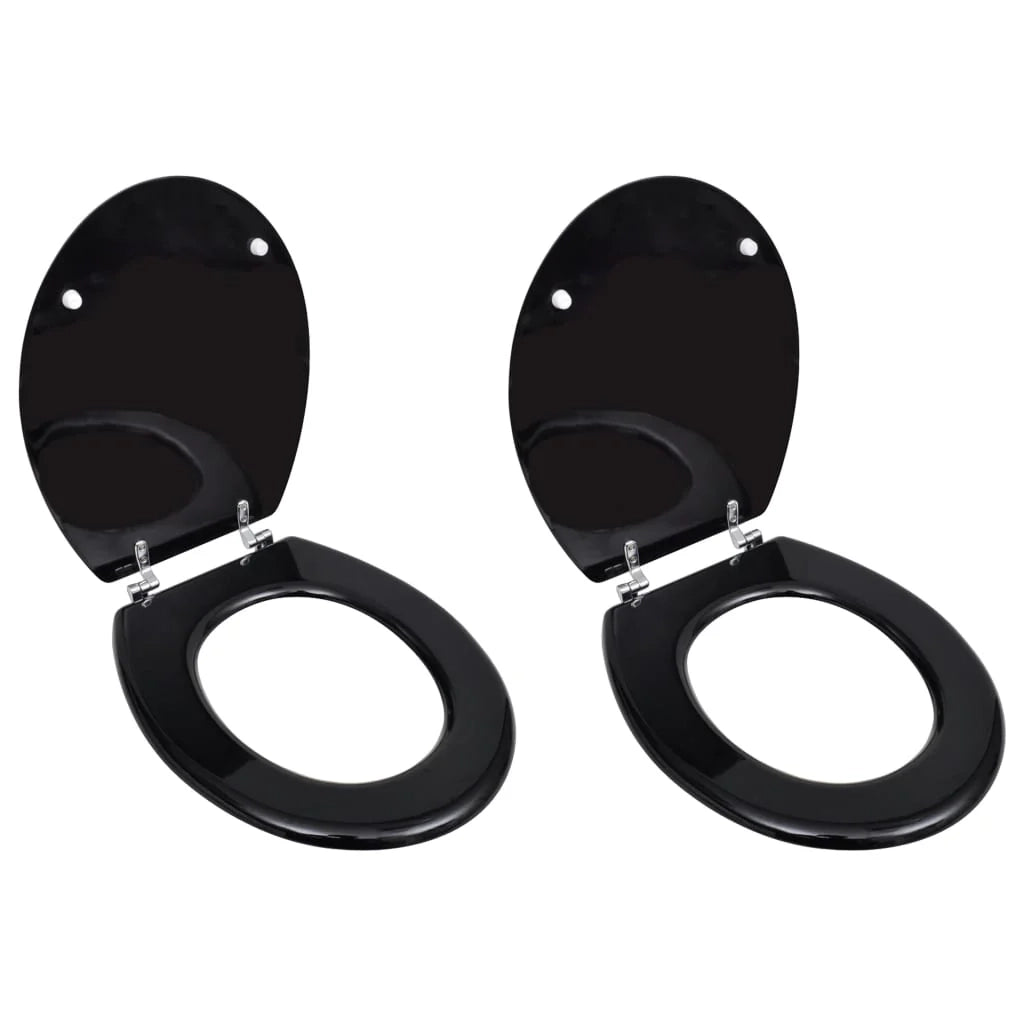 Set di due sedili per WC con coperchio MDF Nero 02_0002945