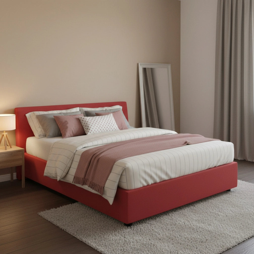 Abici, Letto Piazza e Mezza Materasso Incluso Made in Italy, Rosso