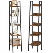 Scaffale in metallo e materiale ligneo nero 170x33,8x30 cm
