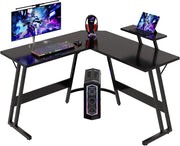 120 x 120 cm Scrivania Gaming Angolare, Scrivania Angolare con Supporto per Monitor per Lo Studio, Il Gioco E Il Lavoro, Scrivania Gaming Ergonomica(Carbonio Nero)