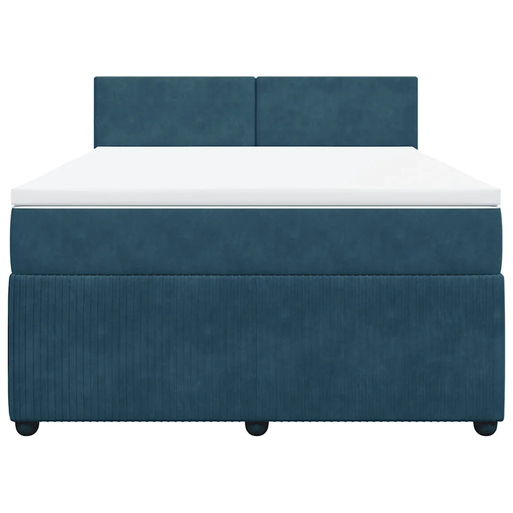 Giroletto a Molle con Materasso Blu 140x190 cm in Velluto