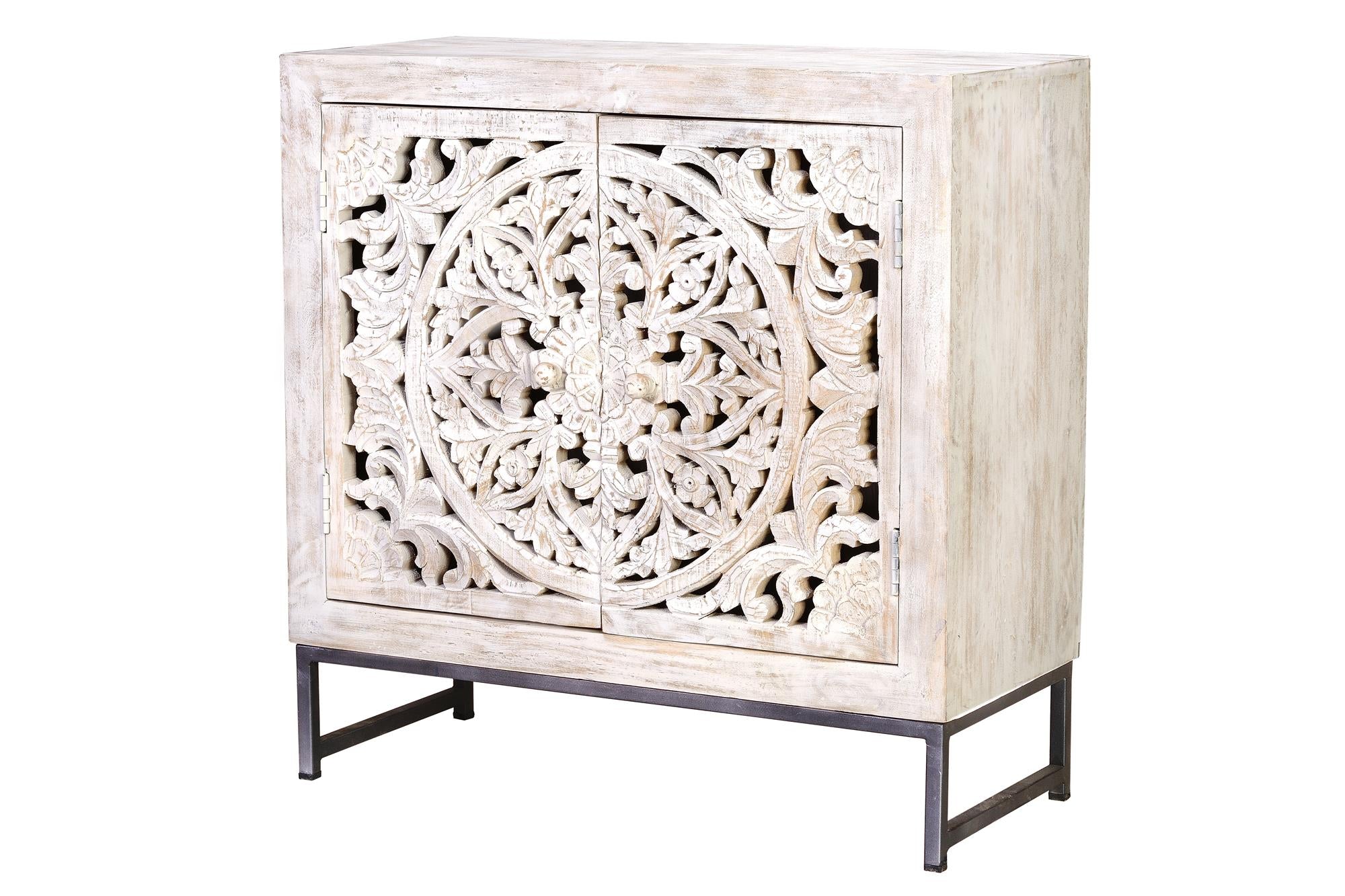 MYKONOS-Consolle a due ante  in massello di mango