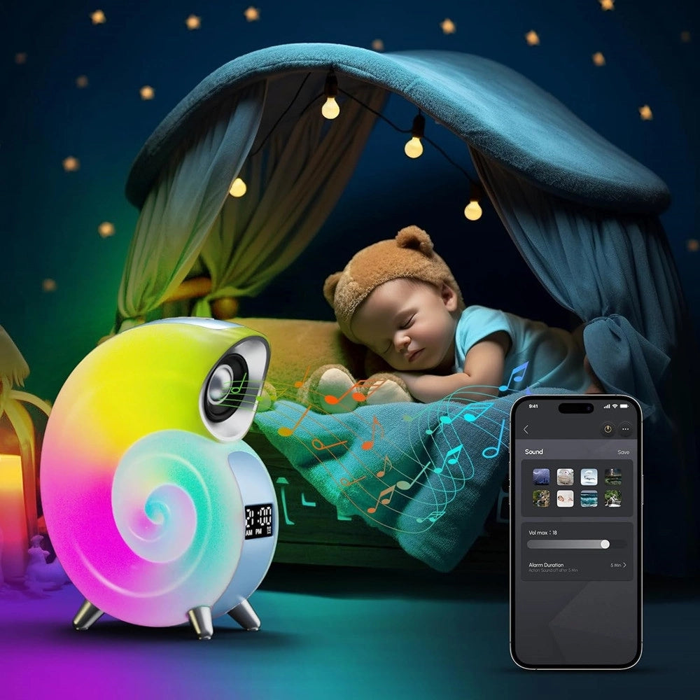 Trade Shop - Lampada Da Tavolo Intelligente Sveglia Luce Led Bluetooth Musica Per Adulti Bambini -