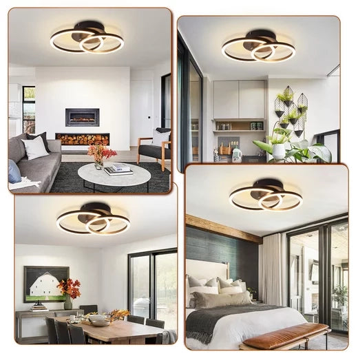ZMH Lampada da soffitto plafoniera LED 2 anelli rotonda 24W 3000K moderna per soggiorno corridoio hotel