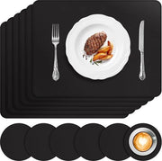 Pavimenti in doppia faccia con finitura in pelle in PVC - Milieuvriendelijk, Resistente al calore - Set da 6 - Grigio - 41 cm x 31 cm