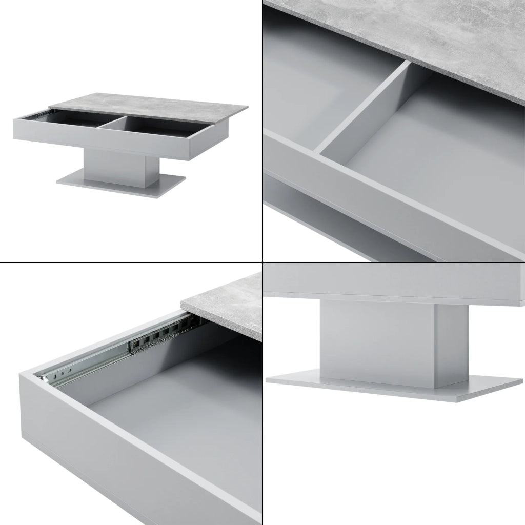 Tavolino da salotto con 2 vani portaoggetti 110 cm effetto cemento grigio 03_0006146