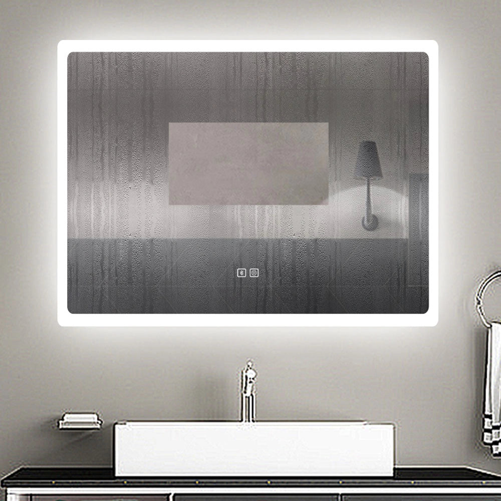 Aica Specchio da bagno a LED con Bluetooth 80 x 60 cm + 3 colori di luce regolabili + tasti a sfioramento