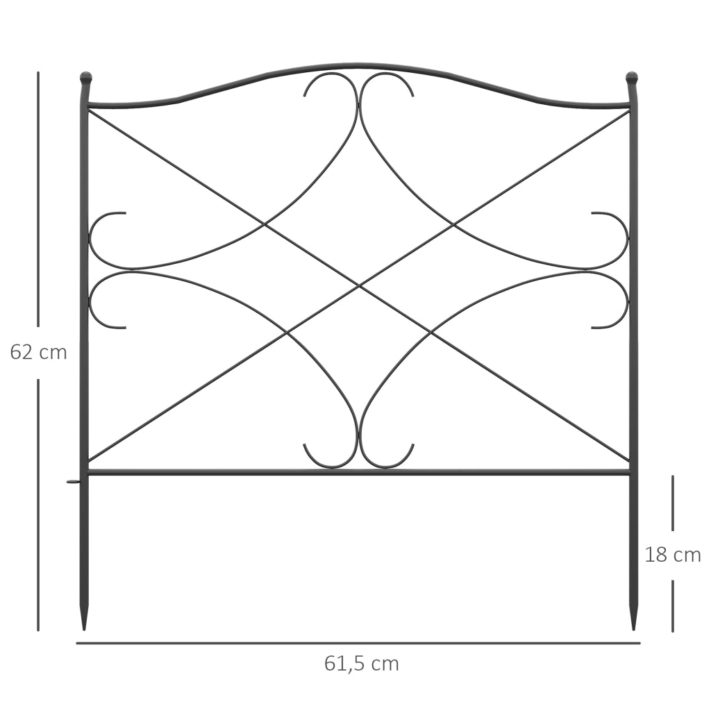 Recinzione Giardino 5 Pezzi ¨C Zephmum ¨C Nero Metallo 305x62 cm
