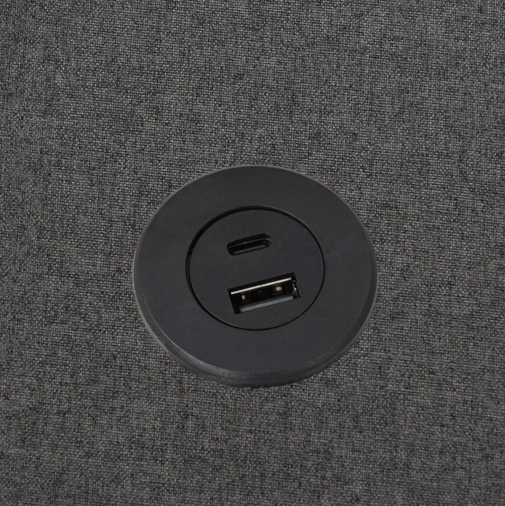 Letto matrimoniale contenitore 180x200 cm grigio con USB-C