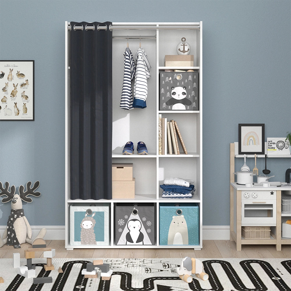 Vicco Guardaroba per bambini Bianco 38 x 178.1 cm Con cassetti pieghevoli (grigio)