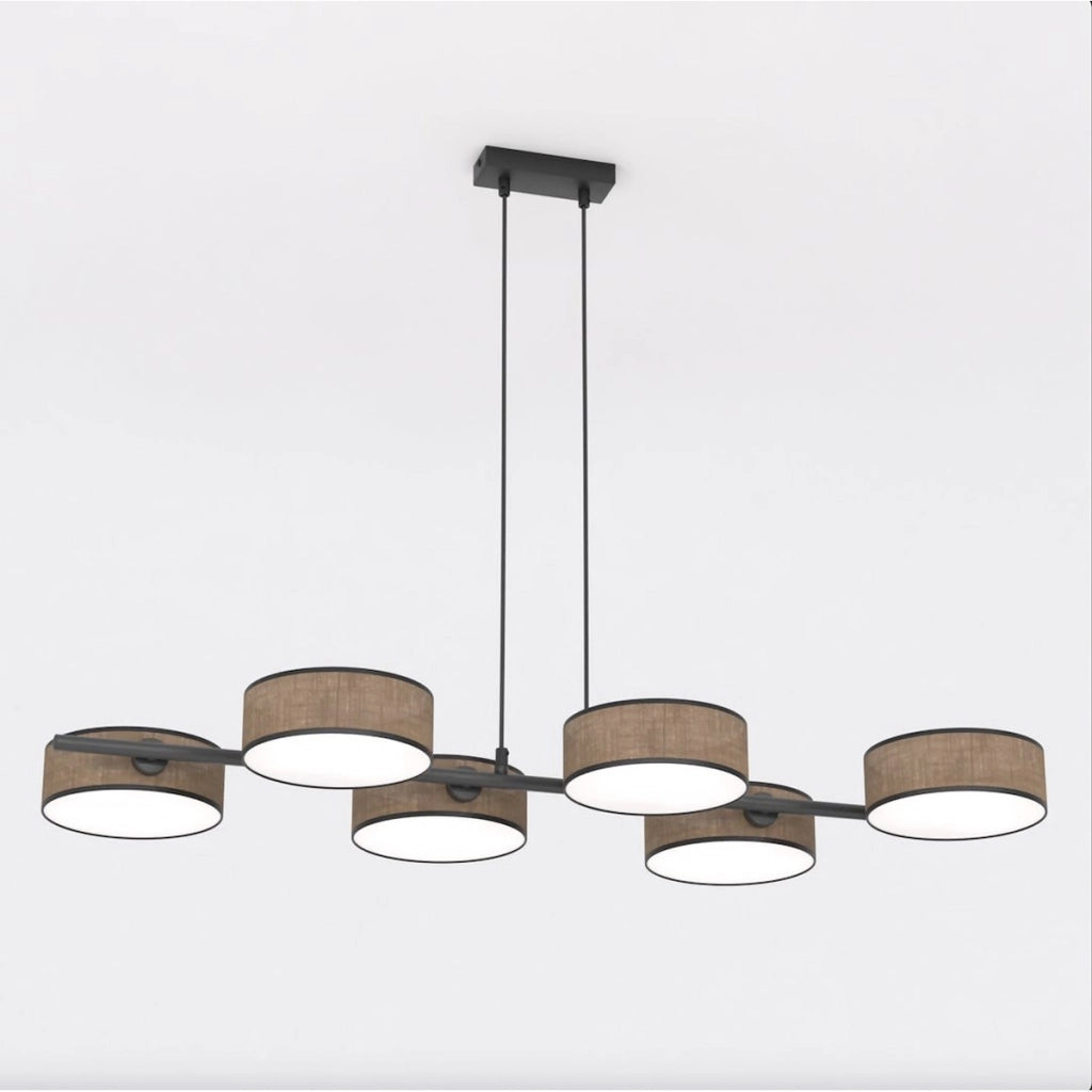 Lampada a sospensione DRUMZ con paralumi cilindrici marroni