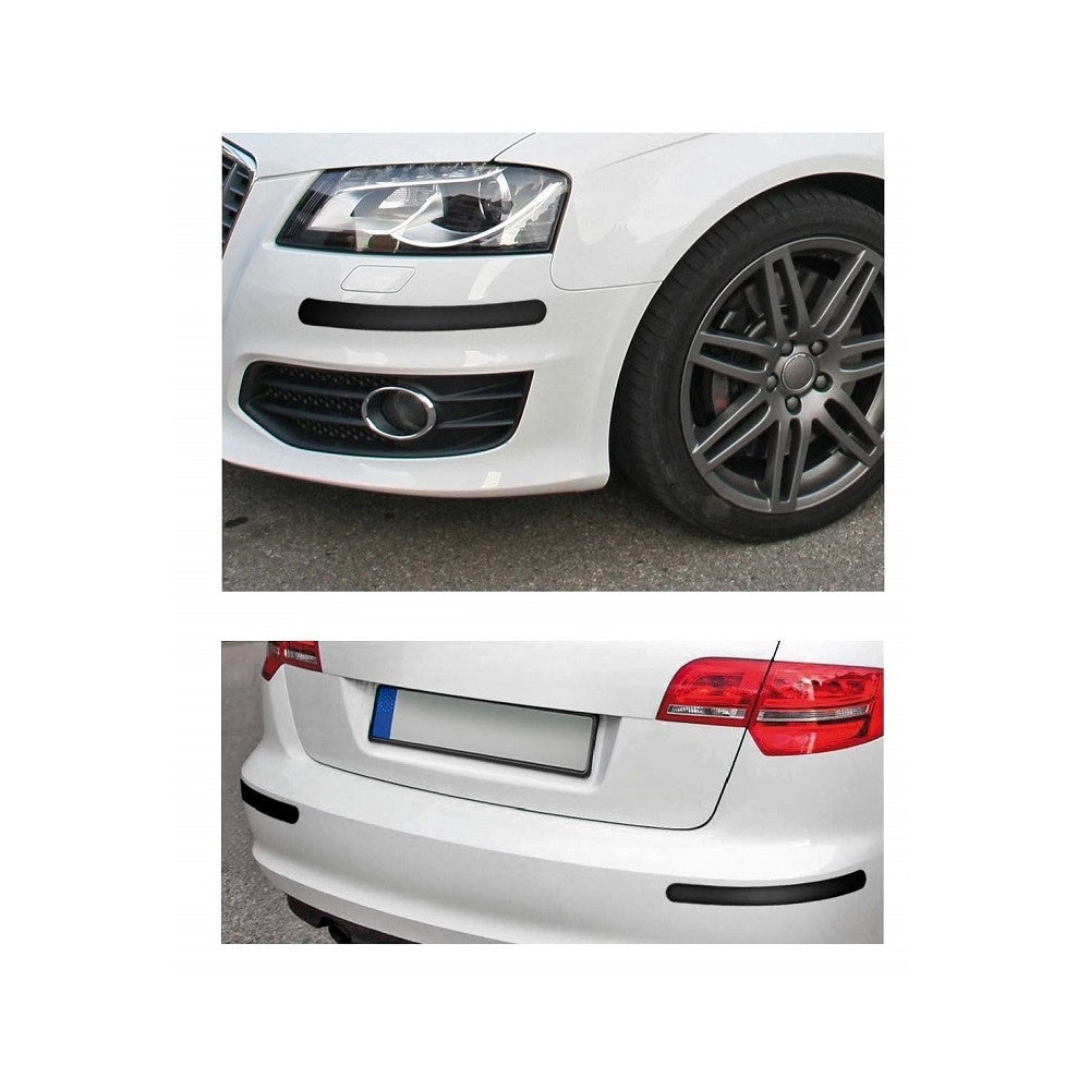 Trade Shop - Coppia Protezioni Per Paraurti Spoilers Antiurto 52x370mm Gomma Nero Adesivo Auto -