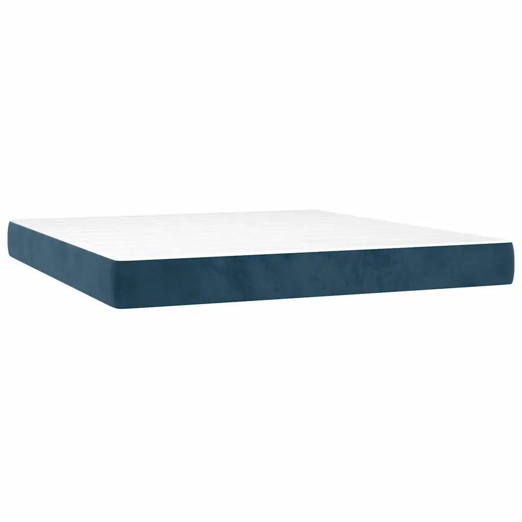 Giroletto a Molle con Materasso Blu Scuro 180x200 cm in Velluto