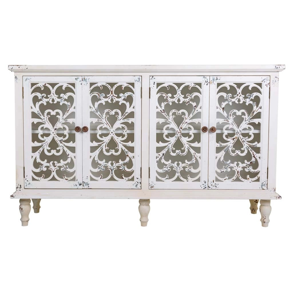 Credenza in legno con 4 porte 152x40x91h cm