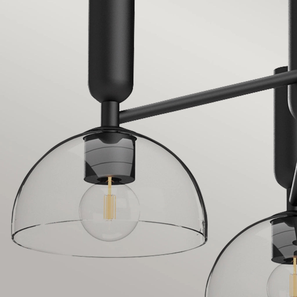 Lampadario JUDE Alora Mood nero opaco vetro trasparente 3xE27