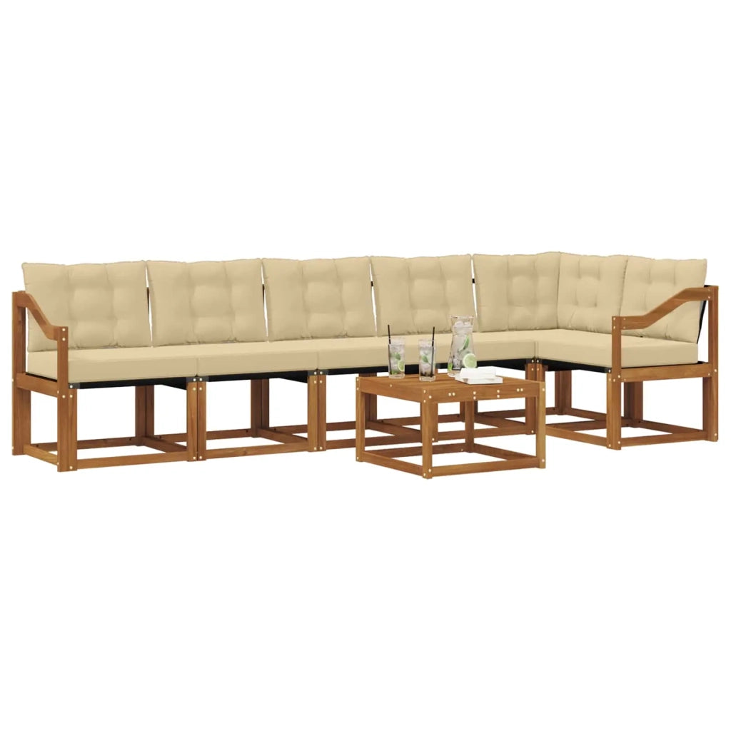 Set di divani da esterno con cuscino 7 pcs Naturale e Beige