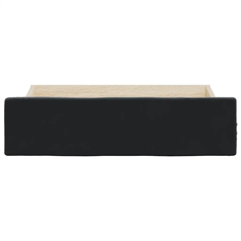 Cassetti da Letto 2pz Neri in Legno Multistrato e Velluto 833920