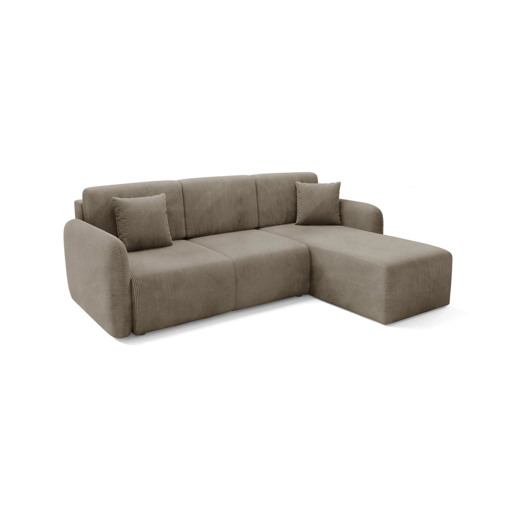 Ranco, Divano Letto con Penisola Contenitore, 245x185 cm Beige\ Tortora\