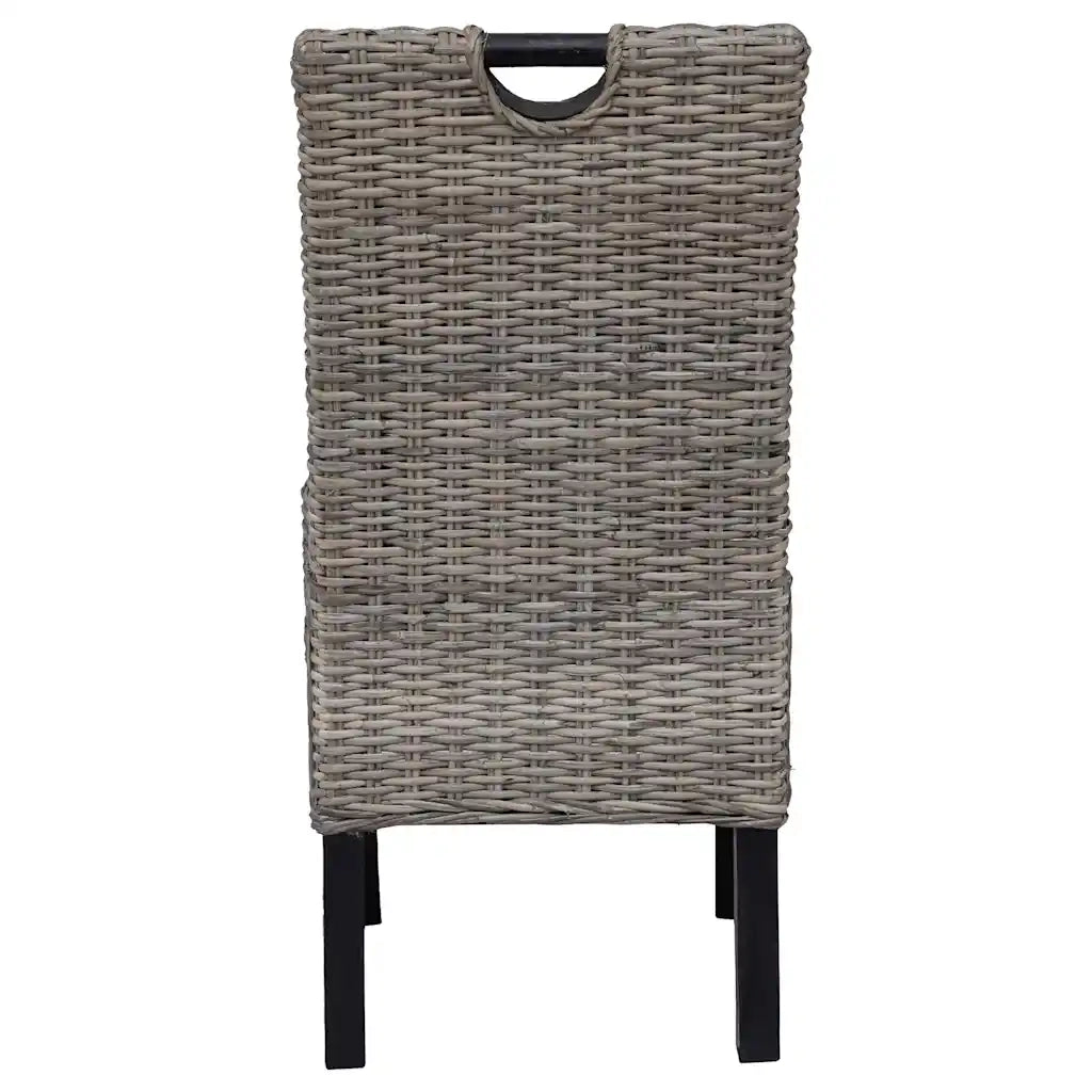 Sedie Sala da Pranzo 2 pz in Rattan Kubu e Legno di Mango 243638