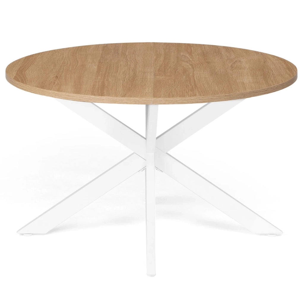 IDMarket - Tavolino rotondo ALIX con gamba a ragno, 70 cm, legno e bianco