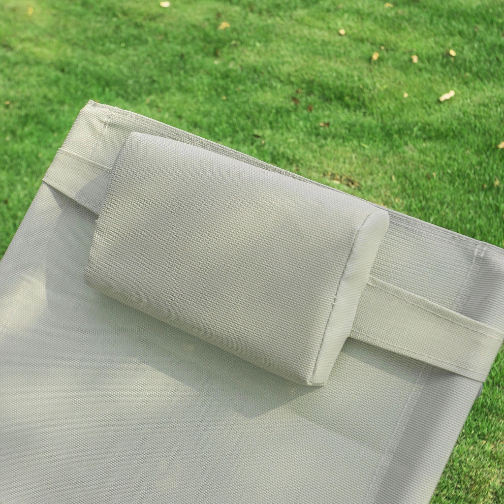 SoBuy Lettino Sdraio da Giardino a Dondolo - Sedia a Dondolo da Esterno in Textilene Beige con Telaio in Metallo, 150x63x87cm, Lettino Prendisole per Terrazza, Piscina, Patio, OGS28-MI