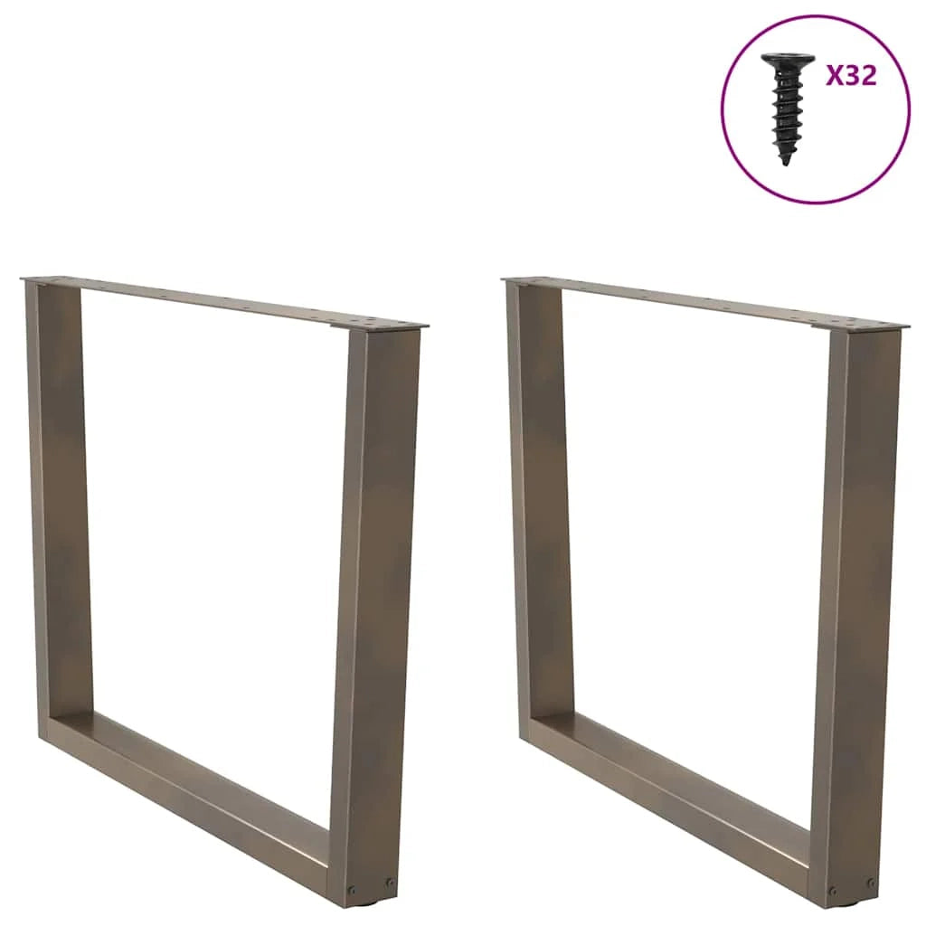 Set di 2 gambe regolabili per tavolo da pranzo a forma di V 100 x 73 cm design contemporaneo acciaio naturale 02_0056945