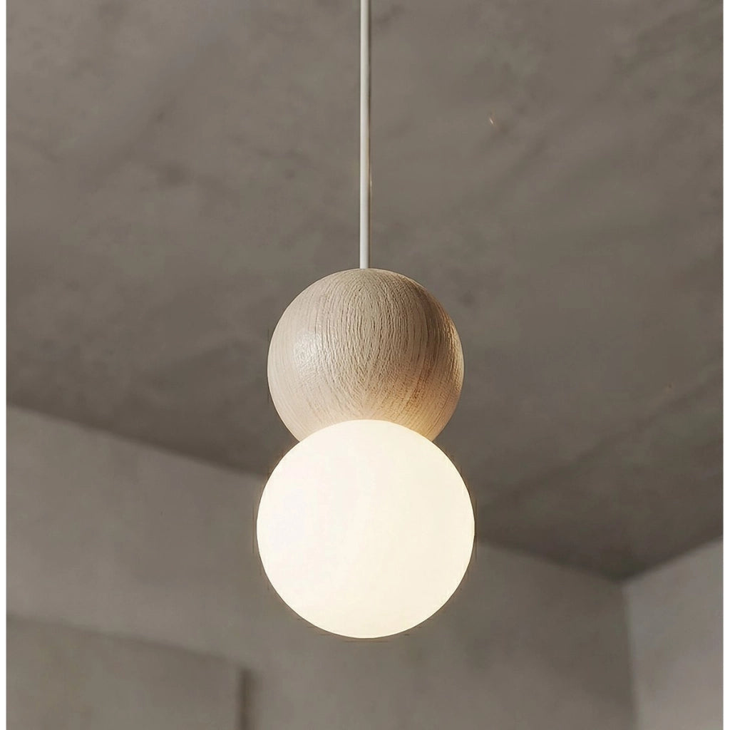 Lampada a sospensione LOOP in acciaio moka e legno