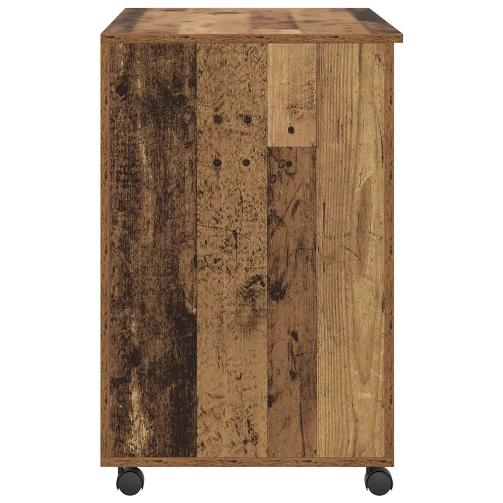 Scrivania | Tavolo da Ufficio con Ruote con cassetto Legno vecchio 91 x 50 x 77 cm