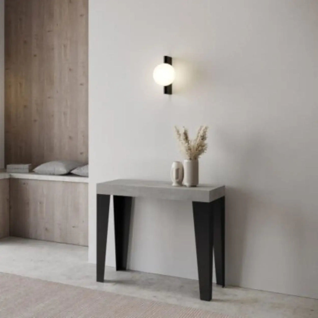 Consolle allungabile 90x40/300 cm Flame cemento gambe antracite