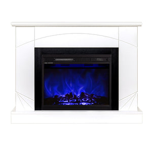 Camino Elettrico da Pavimento 85x110x27 cm Effetto Fiamma 1500W Madeira & Lorance Noce