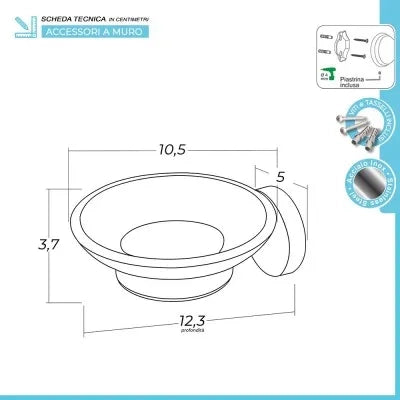 Set accessori a muro 3 pezzi in acciaio inox satinato e viti incluse  Galassia