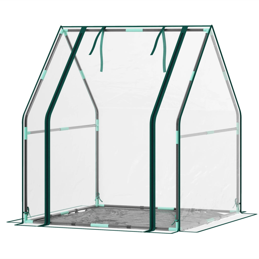Serra da Giardino con Porta e Base Impermeabile ¨C Xylo ¨C Telaio Acciaio 90x90x105 cm Trasparente