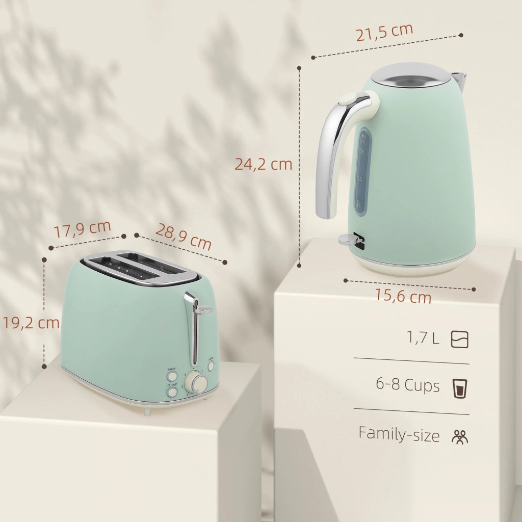 Bollitore e tostapane ¨C zephmum ¨C verde, acciaio inox, 1.7L 2200W
