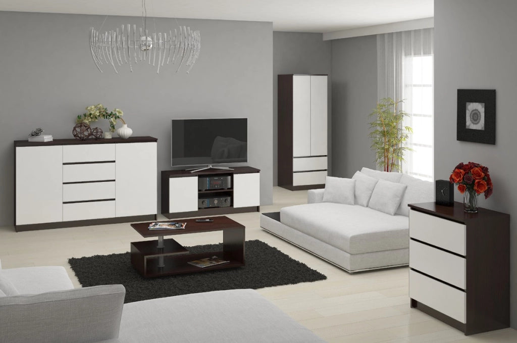 Armadio AKORD S60 Wengé 60 cm 2 ante 2 cassetti inserto frontale Bianco 60x51x180 cm