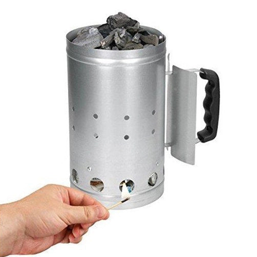 ACCENDI CARBONELLA IN METALLO ZINCATO NERO O COLOR ACCIAIO PER BARBECUE