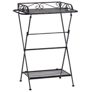 Tavolino in metallo Nero 40 x 35 cm ripiano in filo metallico pieghevole con ripiano design vintage vittoriano