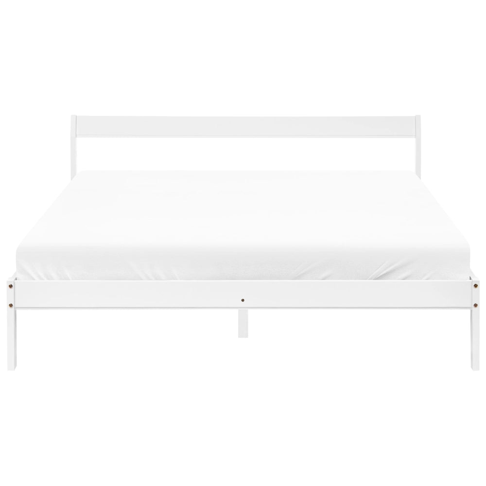 Letto matrimoniale in legno di Pino bianco con Rete a Doghe 140 x 200 cm stile minimalista