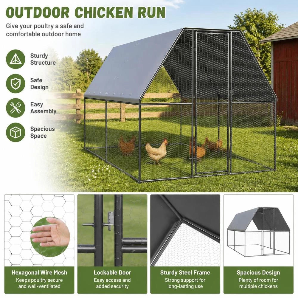 Outdoor Chicken Coop 2x4x2 M Galvanized Steel
