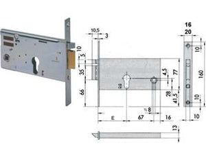 ELETTROSERRATURA DA INFILARE PER FASCE MM.77 H 1435- - mm.90 (14351900) frontale mm.20 - 1 pezzi CISA