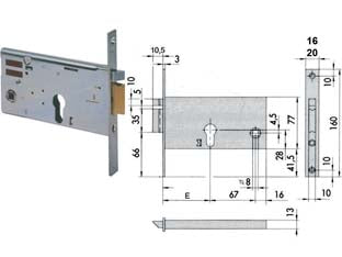 ELETTROSERRATURA DA INFILARE PER FASCE MM.77 H 1435- - mm.90 (14351900) frontale mm.20 - 1 pezzi CISA