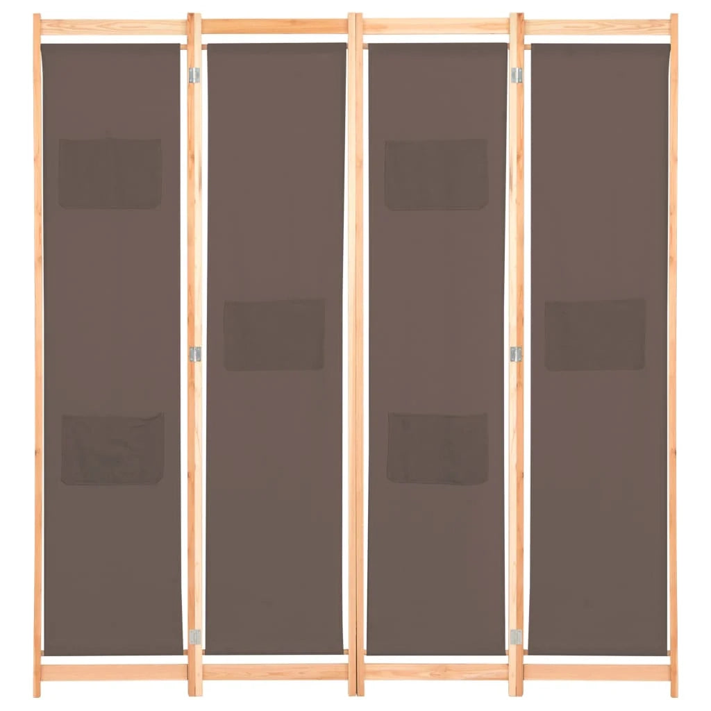 Paravento divisorio divisorio mobile decorativo 4 pannelli marrone 160 x 4 cm tessuto 0802088