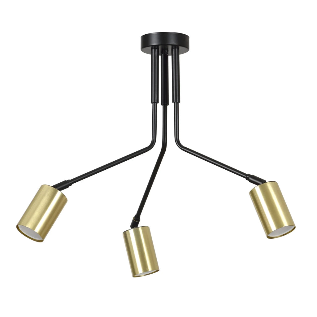 Plafoniera Minimal Tenjin Acciaio Nero 3 Luci Gu10 Ip20